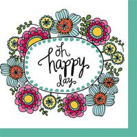 Evergreen Set of 2,Cocktail Size Napkin, 5"x5", Pack of 20, Oh Happy Day