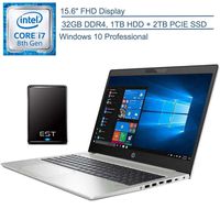 2019 HP ProBook 450 G6 15.6" FHD Business Laptop Computer, 8th Gen Intel Quad-Core i7-8565U up to 4.6GHz, 32GB DDR4, 1TB HDD + 2TB PCIe SSD, Windows 10 Professional + EST 500GB External Hard Drive