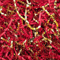 Crinkle Cut Paper Shred Filler (1 LB) for Gift Wrapping & Basket Filling - Red & Gold | MagicWater Supply