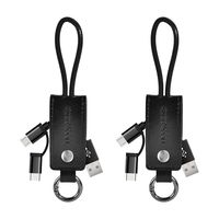 [2 Pack] aceyoon Micro USB C 2in1 Charging Cable with Keychain 1ft Android Charger and Data Sync Multiple USB Cable Compatible for S10 S9 S8 S7, P30 P20 P10, Pixel 2/3 and More Android Devices