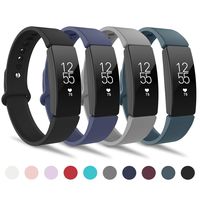 adepoy Compatible with Fitbit Inspire HR Bands for Women Men, Adjustable Replacement Wristbands for Fitbit Inspire/Inspire HR/Ace 2, 4 Pack, Large Black Navy Gray Slate