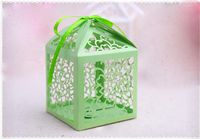 Voberry® 20 Pcs Card Paper Hollow Flower Wedding Party Baby Shower Favors Candy Gifts Boxes (Green)