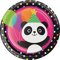 Creative Converting 322149 96 Count Sturdy Style Dinner/Large Paper Plates, Panda-monium
