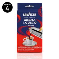 Lavazza Crema e Gusto Ground Coffee Blend, Espresso Dark Roast, 8.8 Oz Bags (Pack of 4).