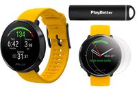 Polar Ignite Fitness GPS Watch Power Bundle (Yellow-Black, M/L) | with PlayBetter HD Screen Protectors & Portable Charger | Polar Precision Heart Rate, Integrated GPS & Sleep Plus Tracking