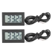 HERCHR 2Pcs Mini Digital Electronic Thermometer Kit with LCD Display, -50/110℃ Temperature Tester Set with Probes Fit for Car Home Indoor Outdoor Body Temperature, with 3.28ft Waterproof Wire, Black
