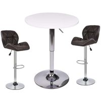 YOURLITEAMZ Bar Table Set of 3 - Adjustable Round Table and 2 Swivel Pub Stools for Home Kitchen Bistro, Bars Wine Cabinets (Set 3)