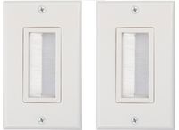 1-Gang Wall Plate (2 Pack), Brush Style Opening Pass through Low Voltage Cable Plate In-Wall Installation for Cable, TV, Speaker Wires, Coaxial Cables, HDMI Cables, or Network and Phone Cables