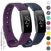 GVFM Compatible with Fitbit Inspire/Inspire HR Bands, Adjustable Soft Silicone Bracelet Accessories Sport Strap for Women Men Wristbands (Large, 2-Purple and Navy)