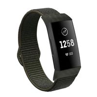 VEAQEE Nylon Bands Compatible with Charge 3 & 3 SE Women Man Soft Nylon Band Breathable Quick Release Sport Replacement Accessories Wristband, 5.3''- 8.7'' (Olive Green)