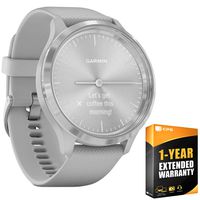 Garmin (010-02239-00 VIVOMOVE 3 GPS Smartwatch w/Hidden Touchscreen - Silver with 1 Year Extended Warranty