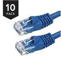 Buhbo 1.5Ft Cat5E UTP Ethernet Network Booted Cable (10-Pack), Blue