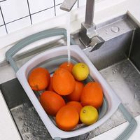 Kitchen Collapsible Colander【2019 New Version】Colander Strainer Over The Sink Vegetable/Fruit Colanders Strainers With Extendable Handles, Folding Strainer for Kitchen (gray and white)
