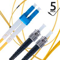 LC to ST Fiber Patch Cable Single Mode Duplex - 3m (9.84ft) - 9/125um OS1 (5 Pack) - Beyondtech PureOptics Cable Series