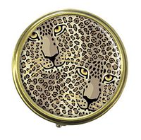 Luxcase Spotted Cats Custom Round Bronze Pill Box Pocket Medicine Tablet Holder Organizer Pill Decoration Case Wallet