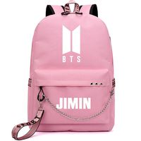 BTS Backpack Kpop Gift Daypack Laptop Bag College School Bookbag Light Stick with USB Charging Port Jimin Pink