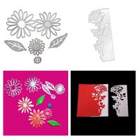 Meslio 2 Pieces Flower Shape Metal Cutting Dies, Embossing Dies Carbon Steel Die Cuts Stencils for DIY Scrapbooking Album Paper Card Making