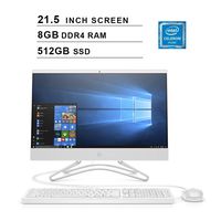2019 HP Pavilion All-in-One 21.5 Inch FHD 1080P Desktop (Intel Celeron G4900T 2.9GHz, 8GB DDR4 RAM, 512GB SSD, Intel UHD Graphics 610, WiFi, Bluetooth, HDMI, Windows 10) (White)
