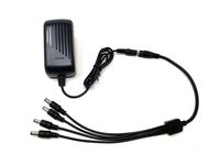 MOCUN Security Camera Power Adapter 12V 2A 100V-240V AC To DC 2.1x5.5mm w/ 4-Way Power Splitter Cable UL Certified 4-Way Power Splitter Cable CCTV Power Adapter Transformers-Fits Analog/AHD DVR/Camera
