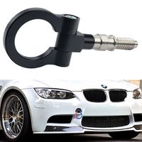 DEWHEL JDM Aluminum Track Racing Front Rear Bumper Guard Auto Trailer Ring Hook Eye Towing Tow Hook Kit Black Screw On for BMW 1 3 5 Series X5 X6 E36 E39 E46 E82 E90 E91 E92 E93 E70 E71 Mini Cooper