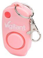 Vigilant 130dB Personal Alarm - Backup Whistle - Button Activated with Hidden Off Button - Bag Key Chain Clip - Batteries Included, Pink, 1-Pack