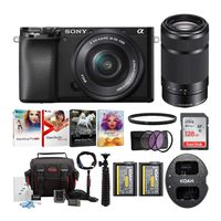 Sony Alpha a6100 APS-C Mirrorless Interchangeable-Lens Camera with 16-50mm and 55-210 Lens Bundle (9 Items)