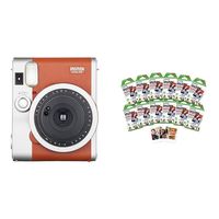 Fujifilm Instax Mini 90 Instant Film Camera Brown w/ 120 Count Mini Film Pack