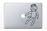 Cute Sitting Sock Monkey MacBook Laptop Vinyl Decal Sticker Kids Children Baby Nursery Stuffed Animal Banana Primate Child