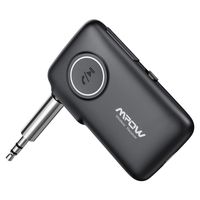 Mpow BH298A Bluetooth Receiver, Bluetooth Aux Adapter for Car/Home Stereo System with Bluetooth 5.0 CSR, Bluetooth Car Kits with Built-in Mic for Hands-Free Calls, Easy Control On/Off Slider, Black