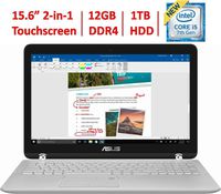 2018 Asus 360 Flip 2-in-1 15.6" FHD IPS Touchscreen Laptop, Intel Core i5-7200U up to 3.1GHz, 12GB DDR4, 1TB HDD, 802.11ac, Bluetooth, Webcam, HDMI, Type-C USB, Backlit Keyboard