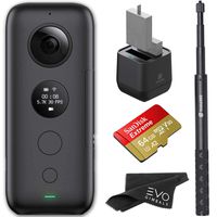 Insta360 ONE X 360 Camera with 5.7K 4K 3K Video and 18MP Photos - Bundle Includes Extra Battery, Dual Charging Station and 64GB SanDisk Extreme Memory Card (4 Items)
