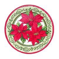 Christmas Paper Plates Poinsettia dessert plates (6 3/4") - 12 Cnt