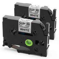 Anycolor Replacement for Brother P-touch TZe Extra Strength Label Tape TZe-S211 Work with Brother Ptouch Label Maker PT-D210 PT-D600, 1/4 Inch (6mm) x 26.2 Feet (8 Meter), Black on White, 2-Pack