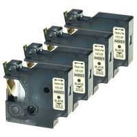 GREENCYCLE Replacement Label Tape Compatible for DYMO D1 Standard Self-Adhesive Polyester 45023 S0720630 Black on Gold 12mm Label Maker (4pack A45023)