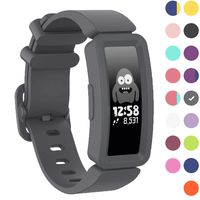 GVFM Compatible with Fitbit Ace 2 Bands for Kids 6+, Soft Silicone Bracelet Accessories Sport Strap Boys Girls Wristbands Compatible for Fitbit Inspire HR & Ace 2 (Gray)