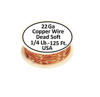 22 Ga Solid Bare Round Copper Wire Dead Soft (1/4 Lb. - 125 Ft.) Spool
