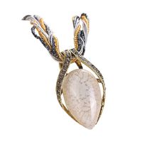 Challyhope Fashion Retro Bohemian Turquoise Stone Pendant Collar Statement Chunky Necklaces Rhinestone Gem Jewelry for Women Beach Hawaii (Gray)