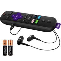 ROKU Enhanced Voice Remote w/Headphone Jack/Power + Pair Button/Voice Control/Lost Remote Finder and 4 Shortcuts for Roku 4K Players Ultra Premiere/+ Stick/+ Roku 4