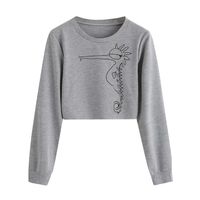 Tsmile Women Pattern Print Sweatshirt Plus Size Round Neck Long Sleeve Fall Active Sport Crop Pullover Tops Blouse