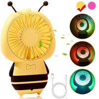 HDHF 2020 Mini Handheld Fan Small & Cute Personal Portable Fan with Multi-Color LED Light 3 Adjustable Speeds Small Fan USB Rechargeable for Kids Adults
