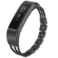 fastgo Compatible with Fitbit Alta HR Bands & Alta Strap, Premium Stainless Steel Metal Classy Jewelry Replacement Bangle Elegant Adjustable Bracelet Wristband Accessories (Black)