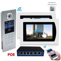7" WiFi IP Video Door Phone Intercom,Wire Door Bell Building Security Access Control System,Touch Screen Password/IC Card,Support Remote Unlocking,Recording,Snapshot + POE Function