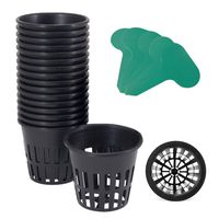 GROWNEER 25-Pack 3-Inch Net Cups Slotted Mesh Wide Lip with 10Pcs Plant Labels Heavy Duty Filter Plant Net Pot Bucket Basket for Hydroponics