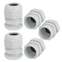 Uxcell a15062500ux0366 5 Pcs PG21 Compression Waterproof Stuffing 16-21mm Cable Glands White (Pack of 5)
