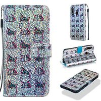 Cfrau Sequins Wallet Case for Huawei P30 Lite,Fashion 3D Bling Glitters Cool Pony Print Magnetic PU Leather Flip Folio Stand Soft TPU Strap Case with Black Stylus