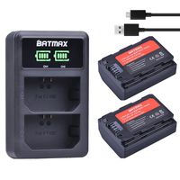 Batmax 2Packs 2280mAh NP-FZ100 NPFZ100 NP FZ100 Battery + LED Display Dual USB Charger for Sony NP-FZ100 Battery, BC-QZ1, Sony a9, a7R III, a7 III, ILCE-9 Digital Cameras