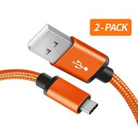 for Samsung Galaxy S10 Charger, (2-Pack 6FT) Benicabe USB Type C Samsung Adaptive Fast Charging Cable Nylon Braided Cord for Samsung Galaxy S10e / S10+, S9 / S9 Plus, S8 / S8 Plus(Orange)