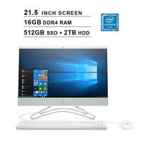 2020 HP Pavilion All-in-One 21.5 Inch FHD 1080P Desktop (Intel Celeron G4900T 2.9GHz, 16GB DDR4 RAM, 512GB SSD (Boot) + 2TB HDD, Intel UHD Graphics 610, WiFi, Bluetooth, HDMI, Windows 10) (Mint)