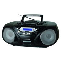 HANNLOMAX HX-313CD Portable CD/MP3 Player, Cassette Recorder, AM/FM Radio, USB Port for MP3 Playback, Remote Control, Aux-in, LCD Display, AC/DC Power Source, High Power Output