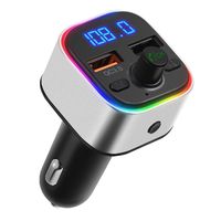[New Version] KeeKit FM Transmitter for Car, Bluetooth 5.0 Wireless Radio Adapter with QC3.0 Quick Charging, 6 Color LED Backlit, Hands-Free Calling, U Disk/TF Card Support, MP3 Music Player - Silver